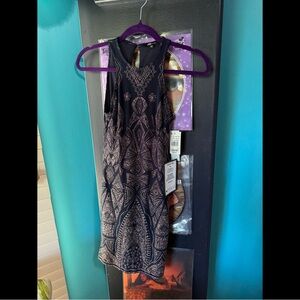 Jump Elegant Navy and Rose Gold Patterned Dress